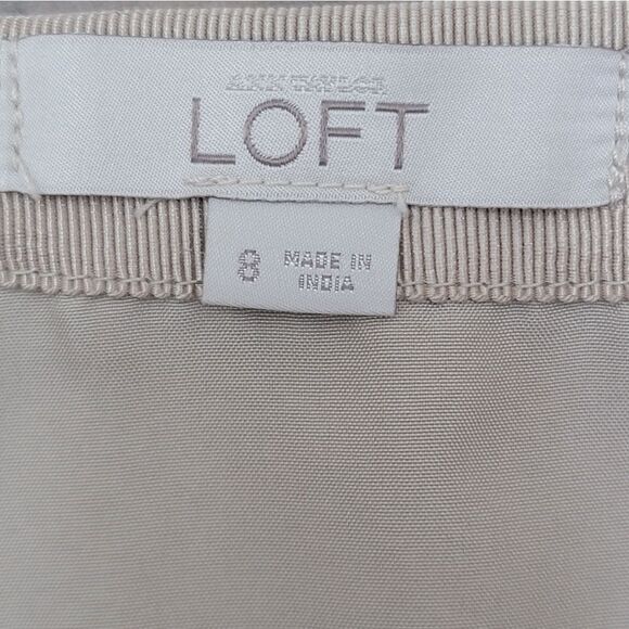 Loft Tan Embroidered Aztec Cotton Linen Mini Pencil Skirt Cross Stitch Size 8 - Picture 6 of 9